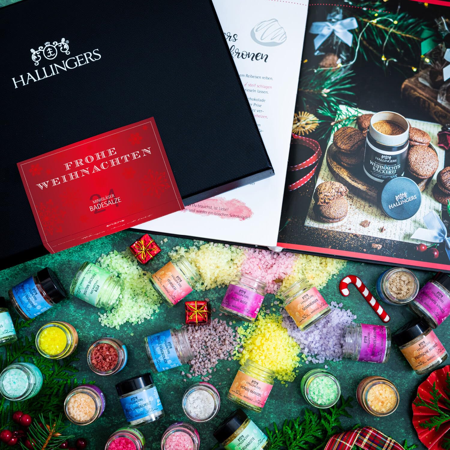 hallingers-wellness-badesalz-set-frohe-weihnachten-24x-totes-meer-box image 2