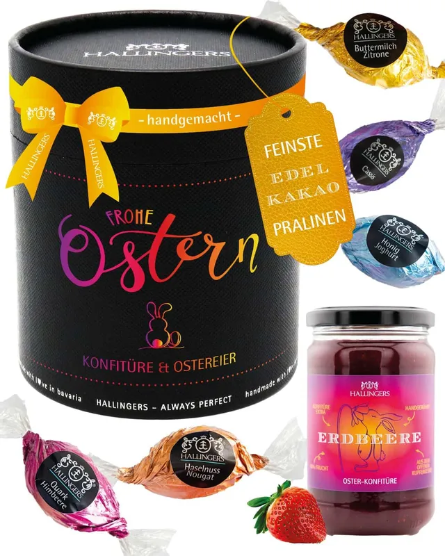 hallingers-geschenkset-frohe-ostern-black-490g-korb image 1