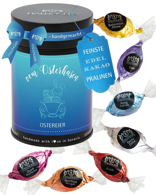 hallingers-pralinen-vom-osterhasen-osterei-dose-150g-ohne-alkohol image 1