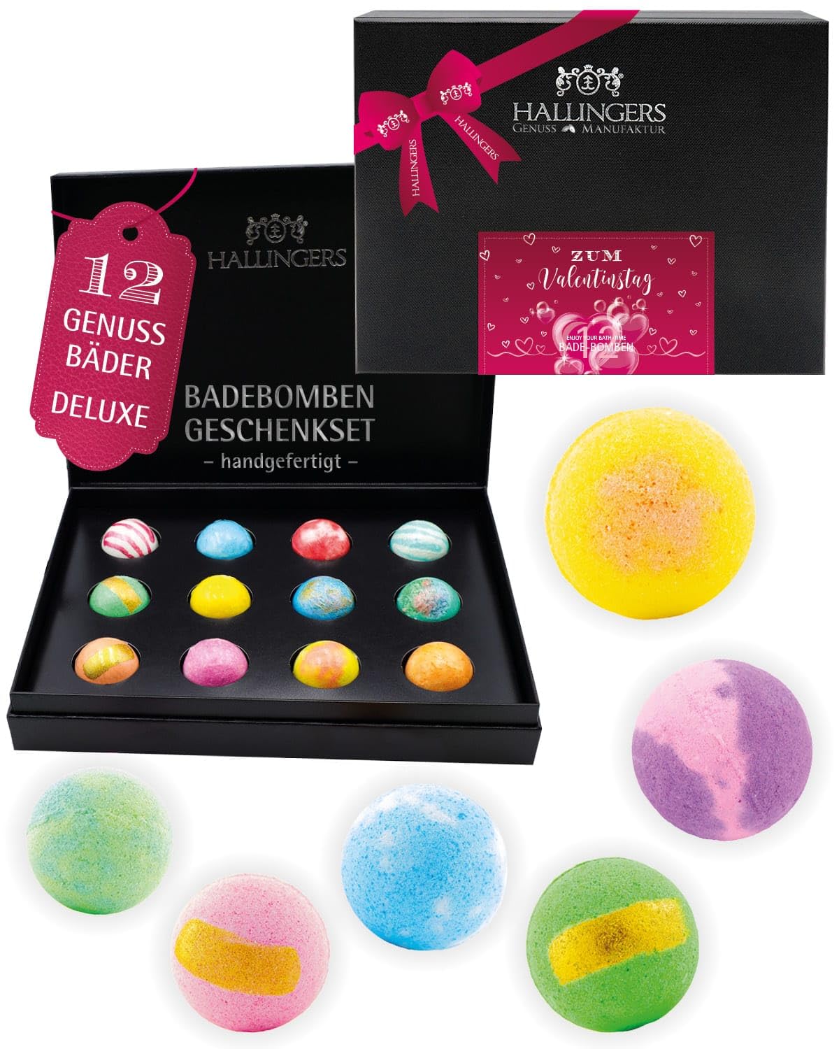 hallingers-wellness-zum-valentinstag-badebomben-12er-set-540g image 1