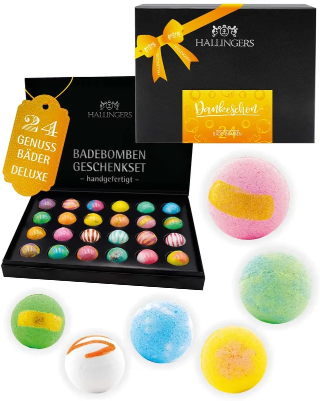 hallingers-wellness-dankesch-n-badebomben-set-24-badekugeln image 1