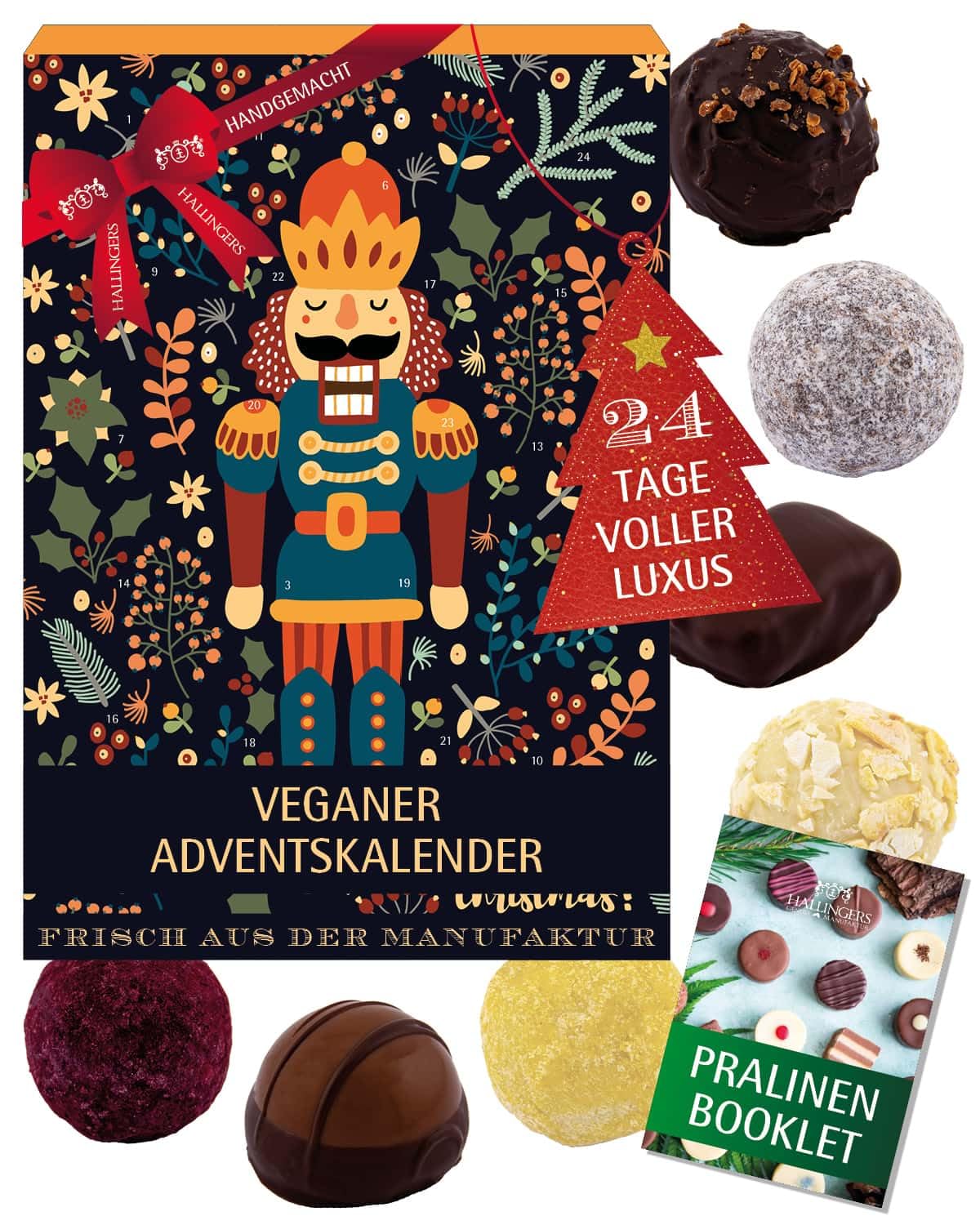 hallingers-adventskalender-nussknacker-vegane-pralinen-300-g image 1
