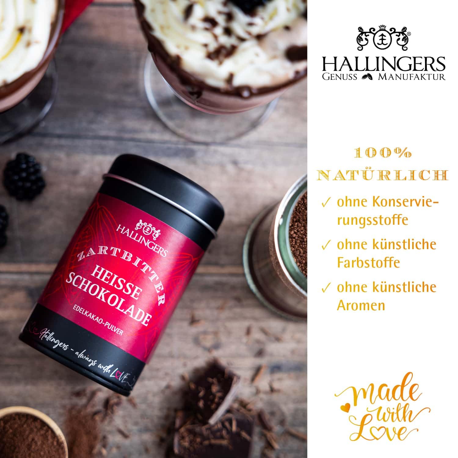 hallingers-zartbitter-trinkschokolade-pulver-130g-geschenkdose-kakao image 3