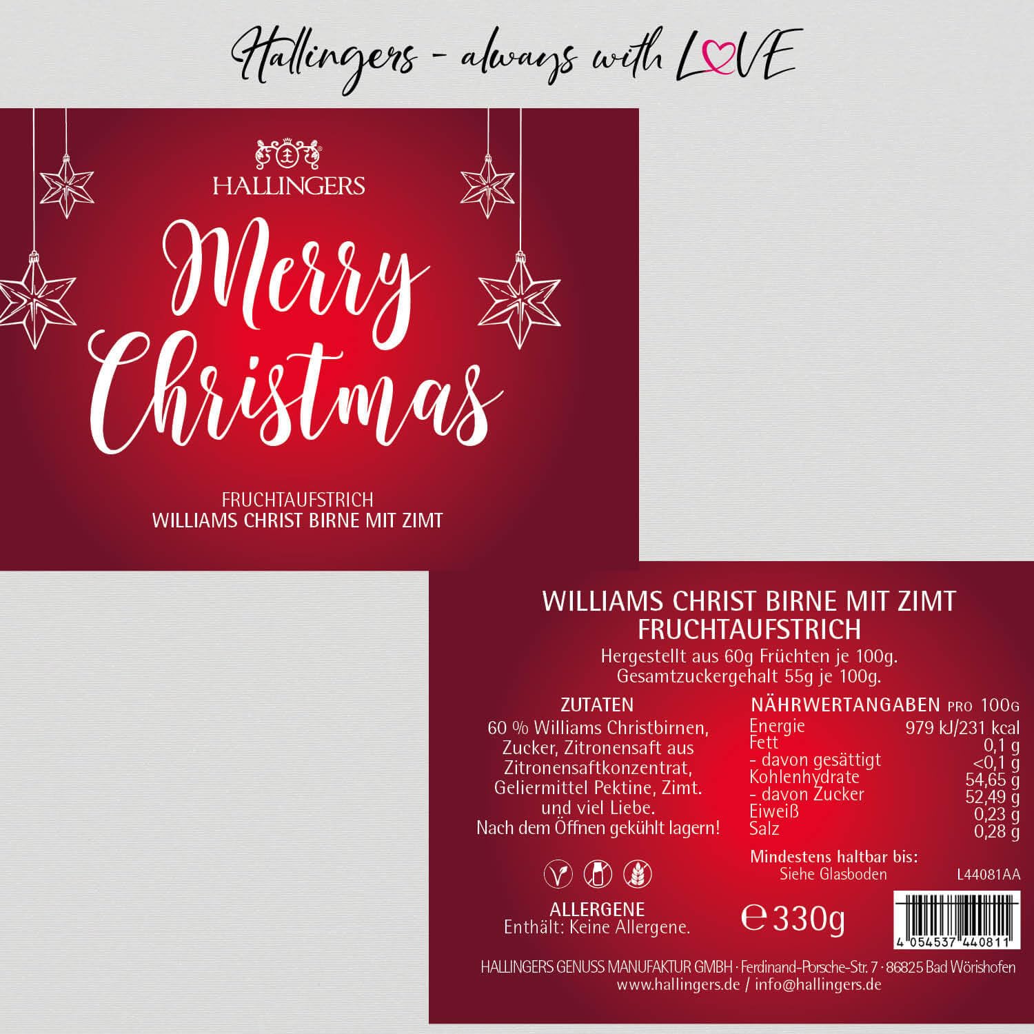 hallingers-merry-christmas-fruchtaufstrich-williams-birne-330g image 6