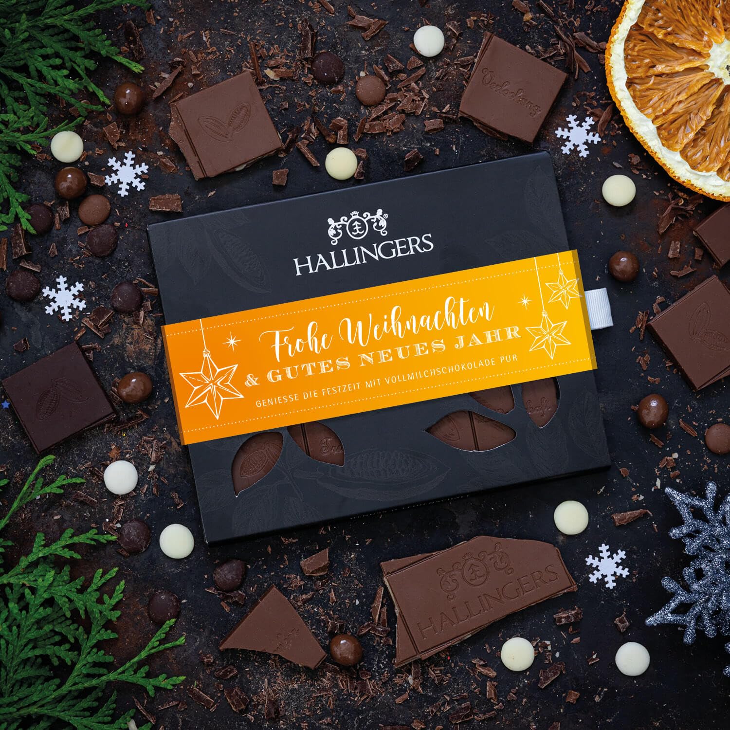 hallingers-frohe-weihnachten-schokolade-pur-10x900g-geschenk image 2