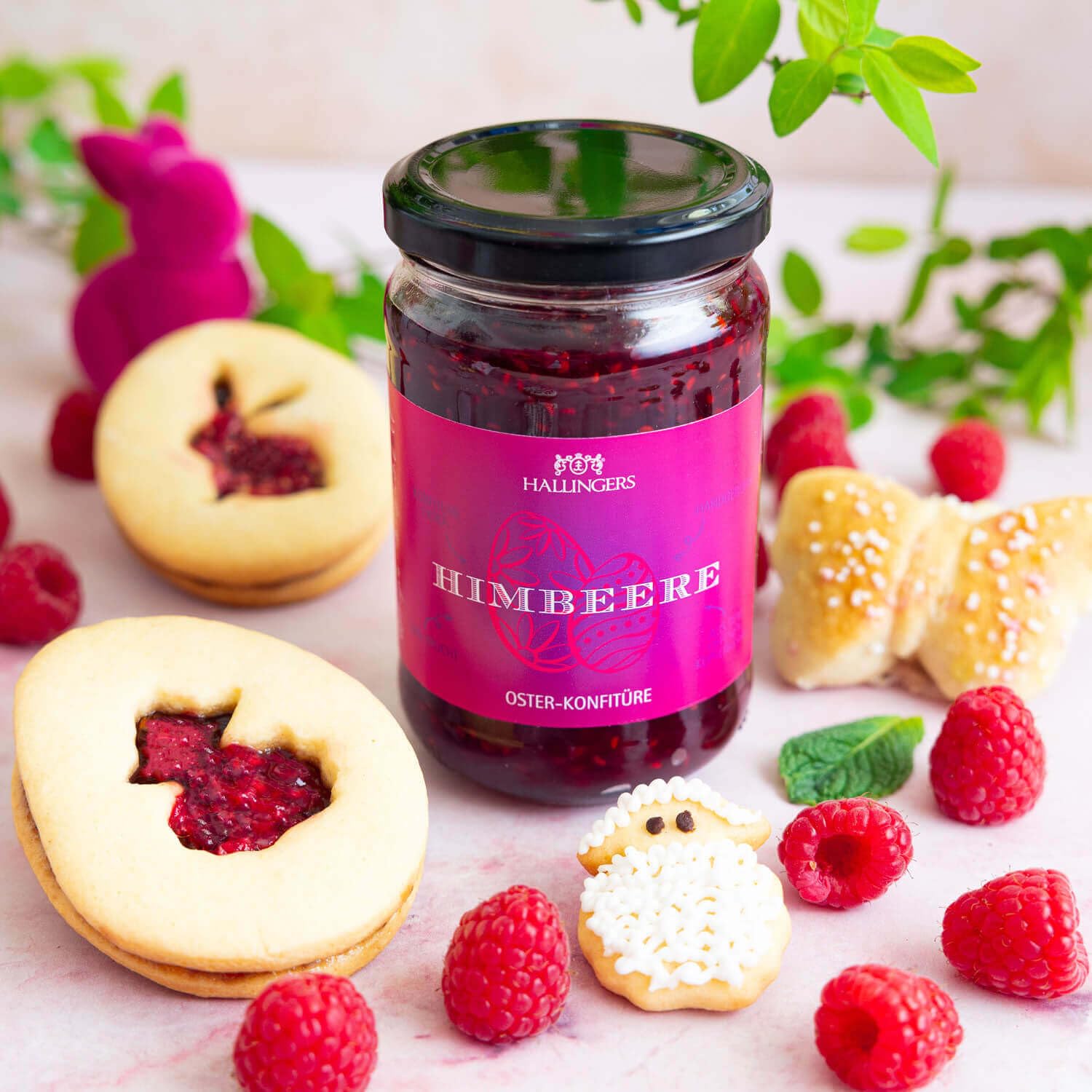 hallingers-oster-konfit-re-himbeere-marmelade-330g-glas image 2