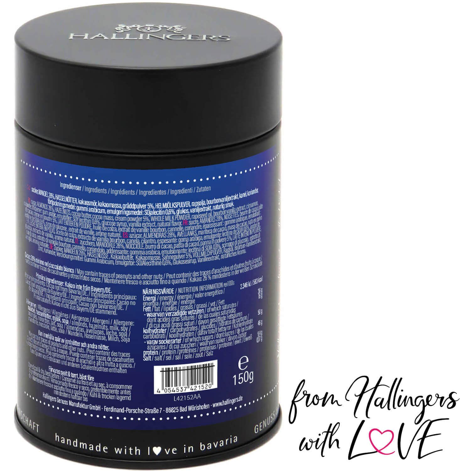 hallingers-schokolade-god-jul-blue-nougat-mandeln-150g-dose image 5