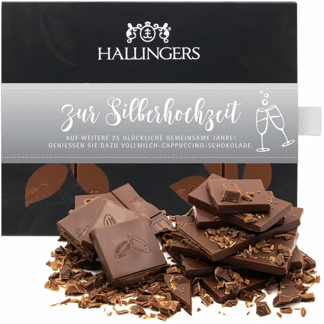 hallingers-schokolade-zur-silberhochzeit-tafel-90g-ohne-alkohol image 1