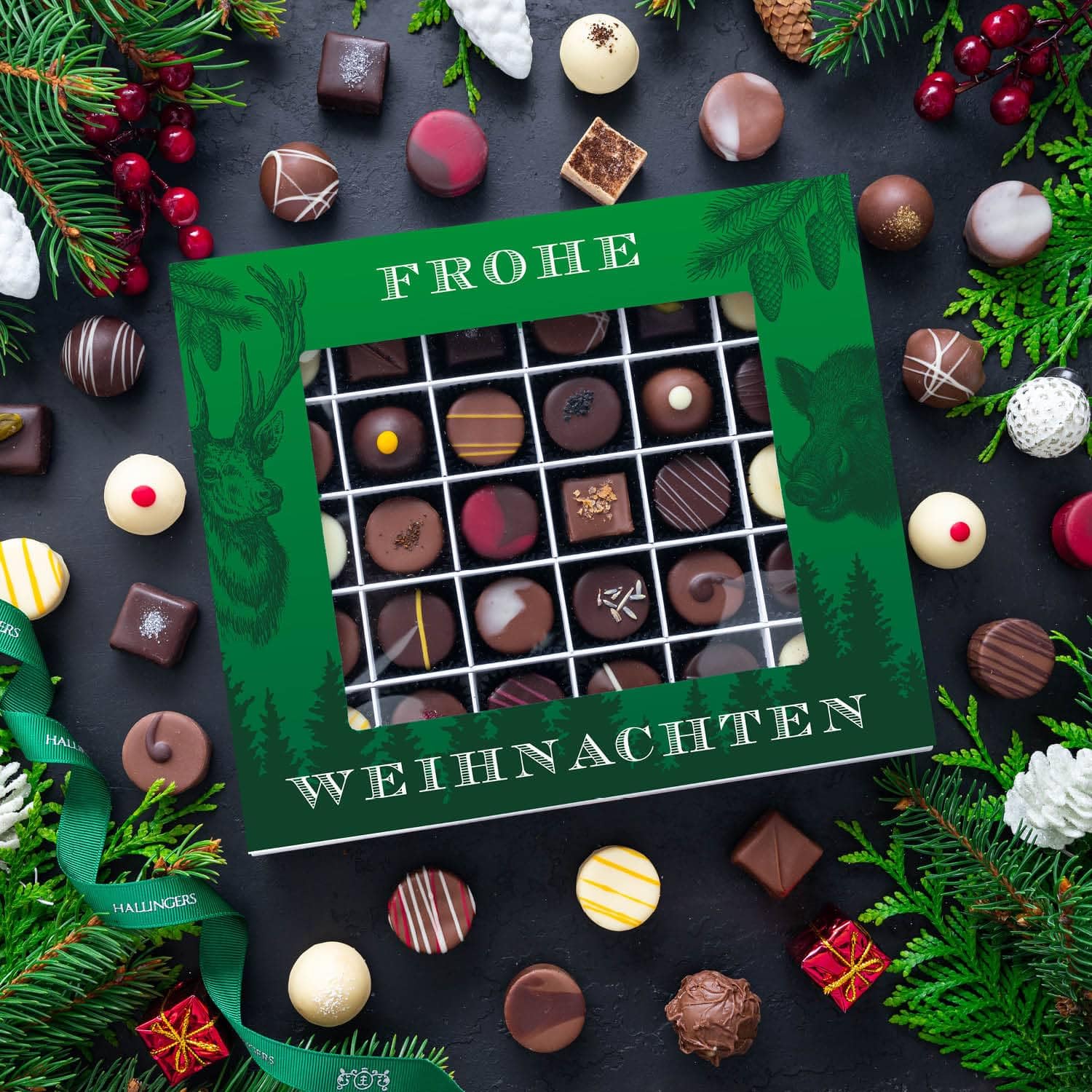 hallingers-frohe-weihnachten-pralinen-30-st-ck-360-g-gr-n image 2