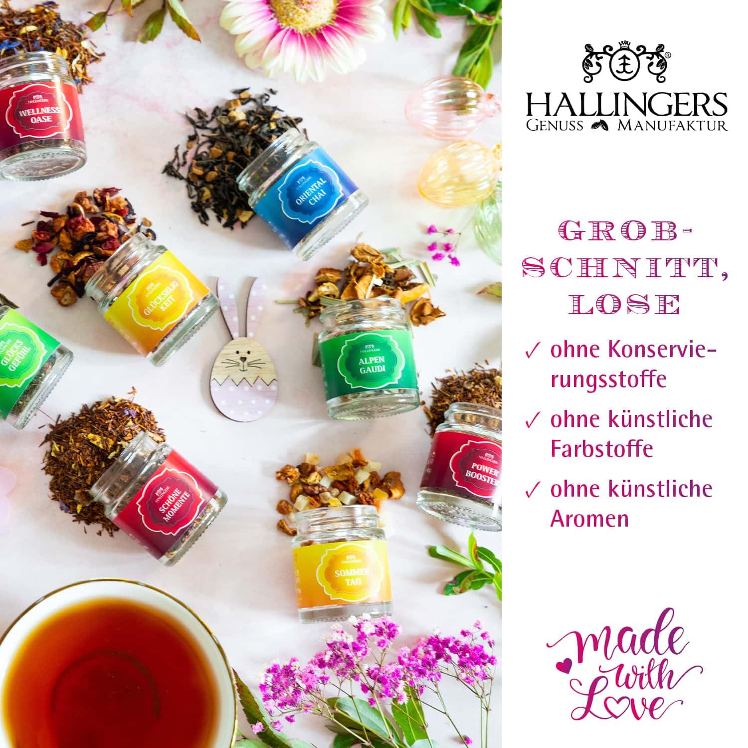 hallingers-tee-frohe-ostern-geschenk-set-24-sorten-225g image 4