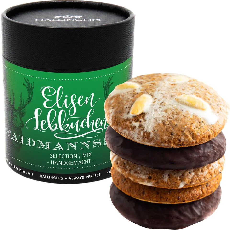 hallingers-gen-sse-waidmannsheil-elisen-lebkuchen-5er-400g-dose image 1