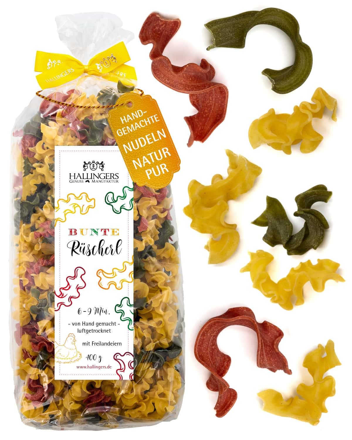 hallingers-kochen-bunte-r-scherl-pasta-400g-freilandei-hartweizen image 1