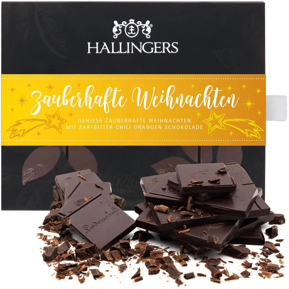 hallingers-schokolade-zauberhafte-weihnacht-tafel-orange-chili-vegan image 1