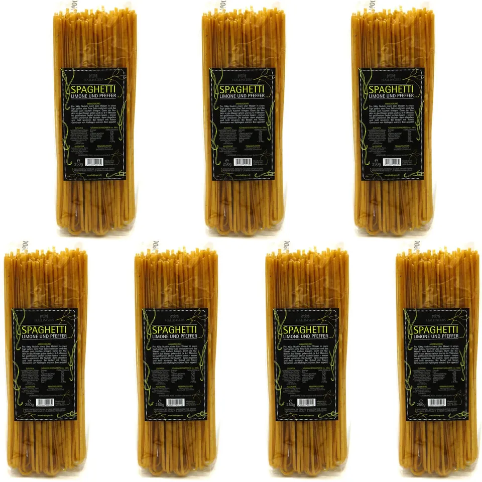 hallingers-spaghetti-zitrone-pfeffer-edelpasta-set-7x-1750g image 1
