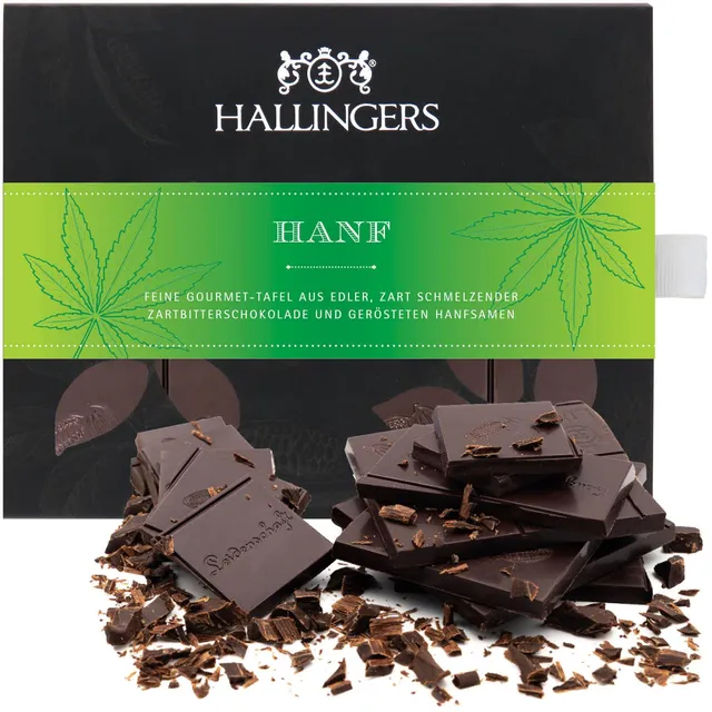 hallingers-hanf-zartbitter-vegane-schokolade-90g-tafel image 1