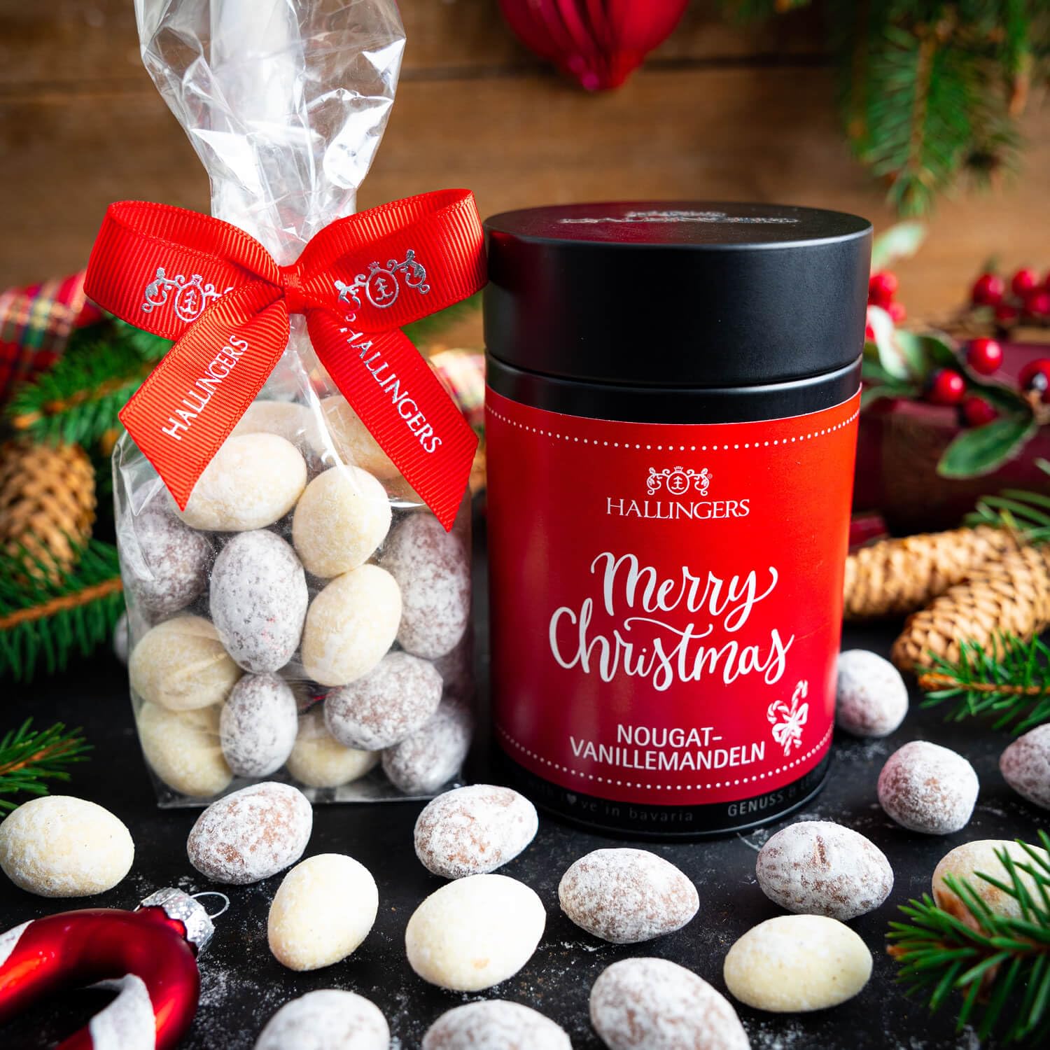 hallingers-merry-christmas-nougat-mandeln-150g-geschenkdose image 2