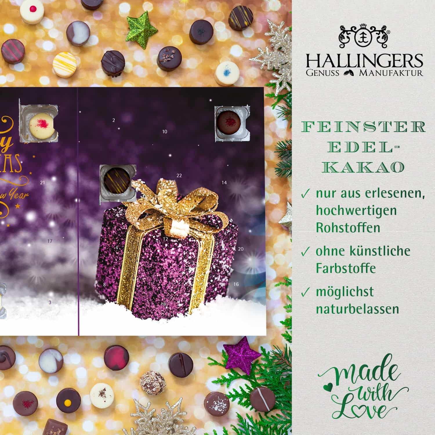 hallingers-adventskalender-frohe-weihnachten-pralinen-vegan-300-g image 4