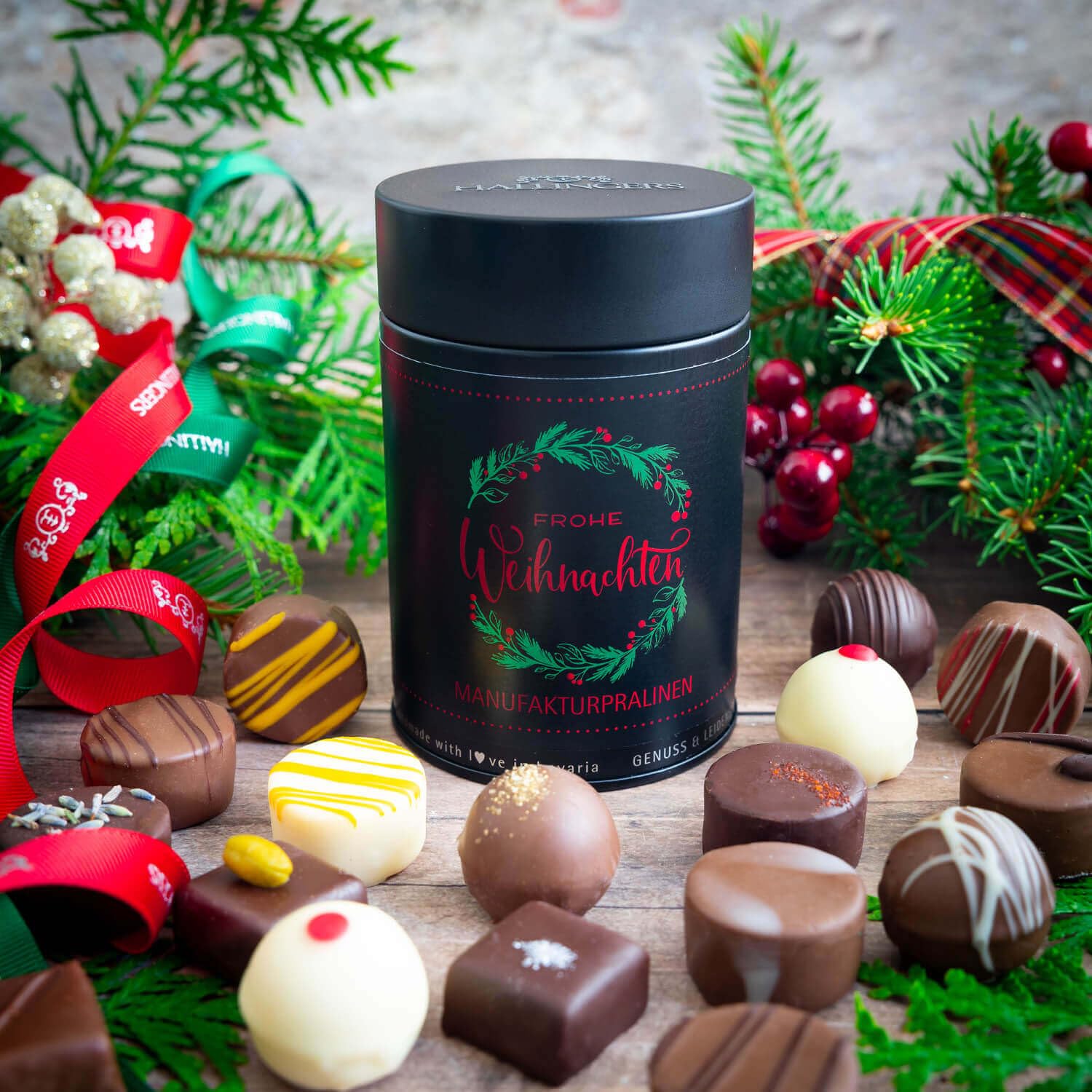 hallingers-pralinen-frohe-weihnachten-geschenkdose-ohne-alkohol-150g image 2