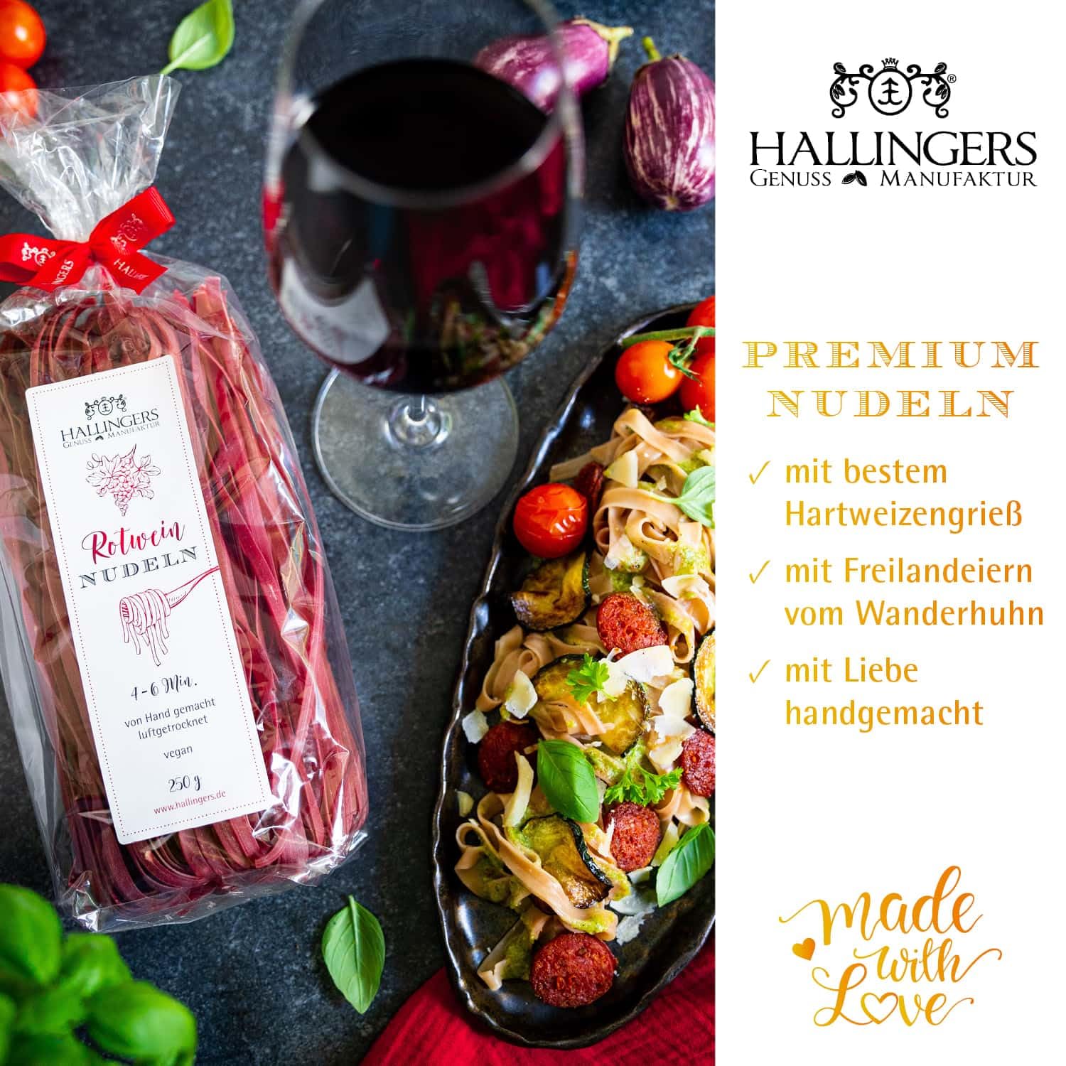 hallingers-rotwein-nudeln-vegane-pasta-hartweizen-250g-geschenk image 2
