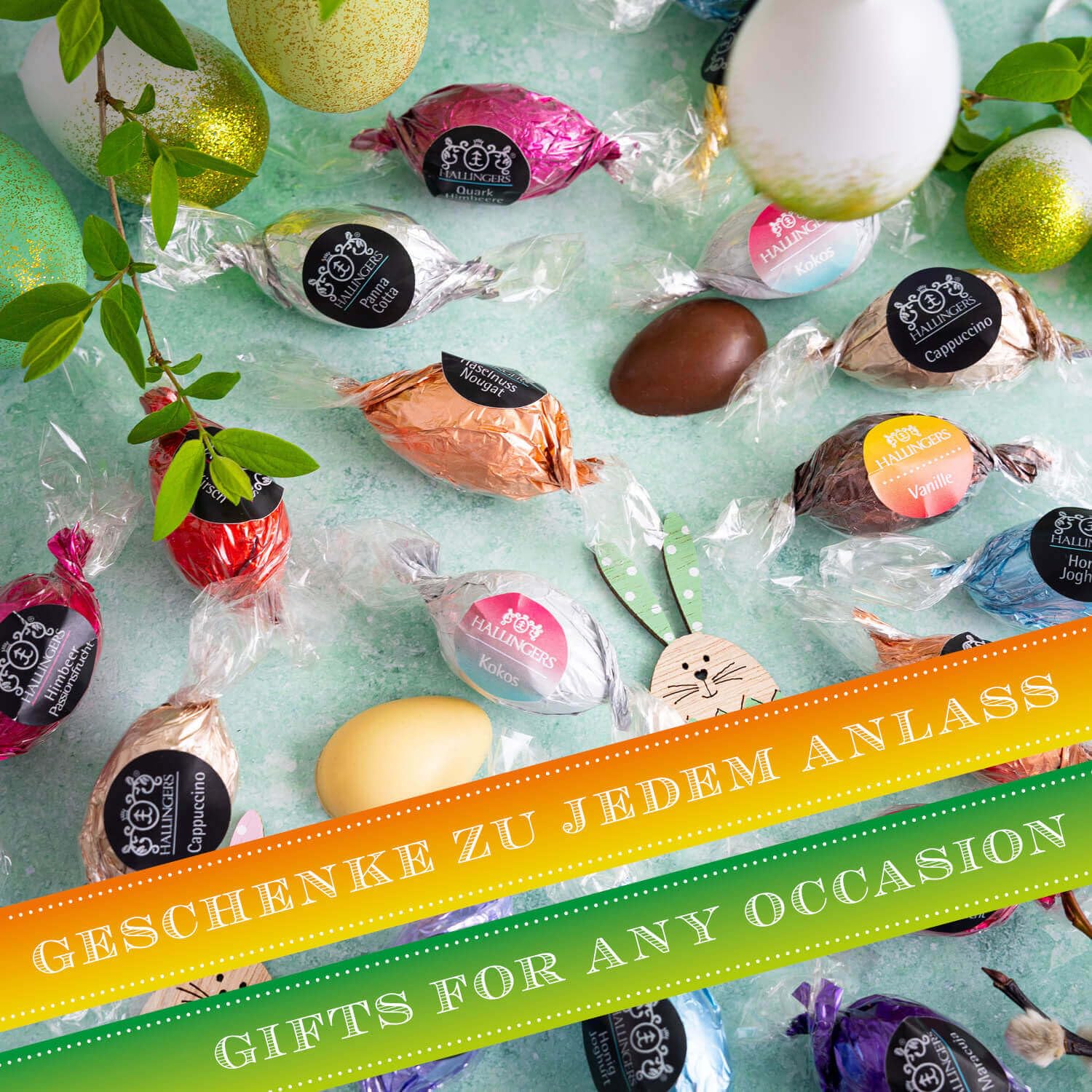 hallingers-frohe-ostern-hasenfamilie-osterei-pralinen-geschenkdose image 4