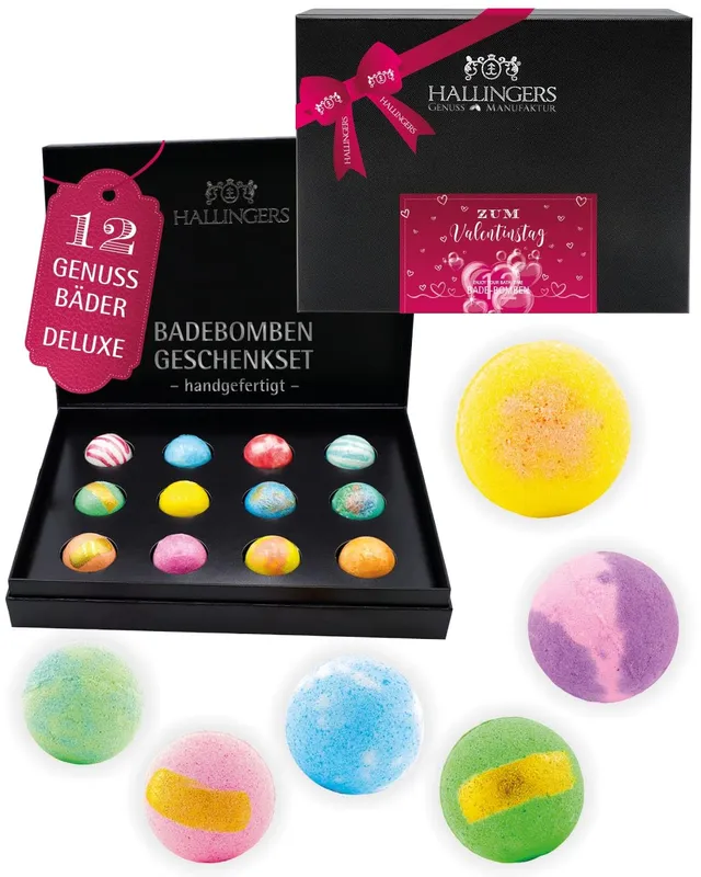 hallingers-wellness-zum-valentinstag-badebomben-12er-set-540g image 1
