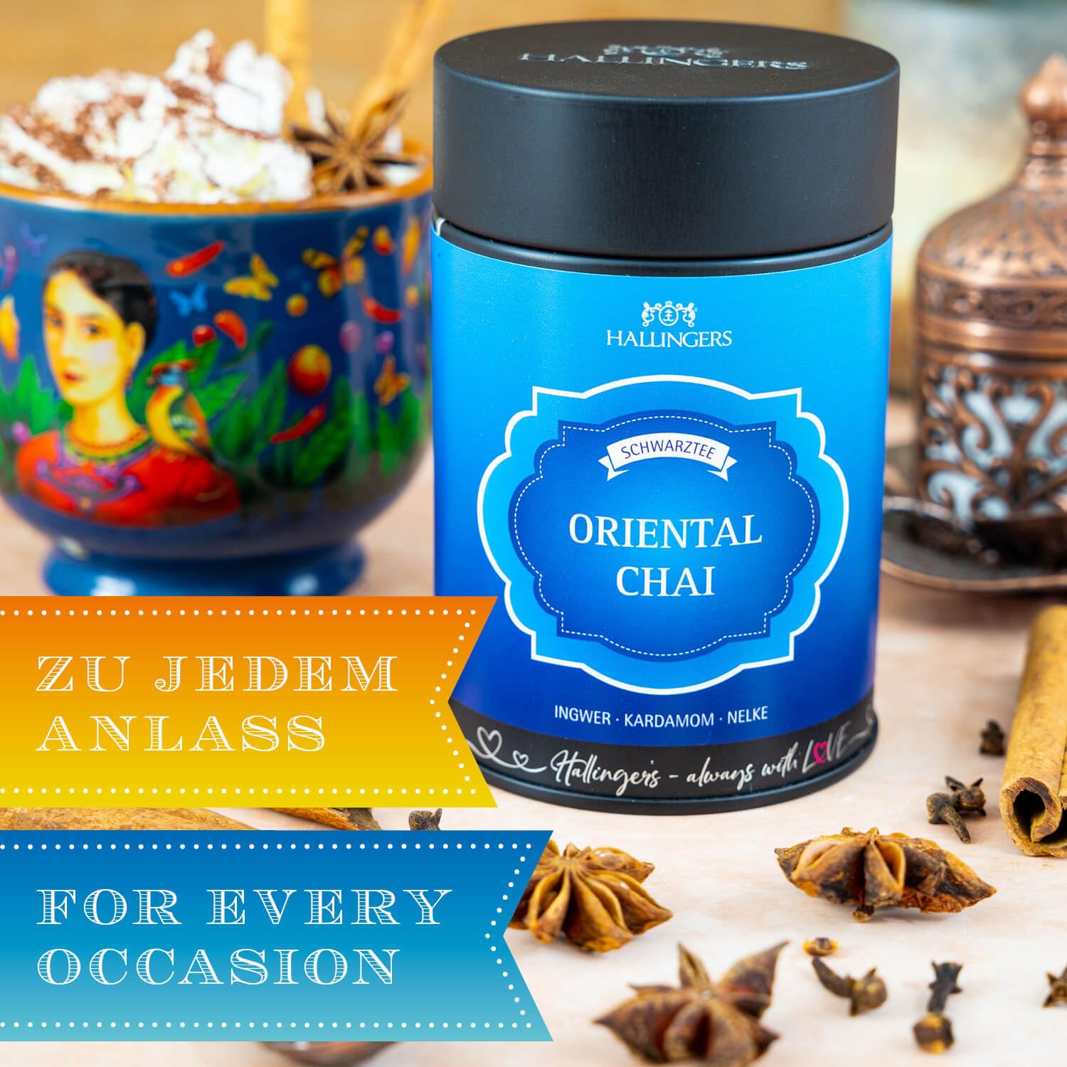 hallingers-tee-oriental-chai-schwarztee-lose-geschenk-dose-ingwer image 3