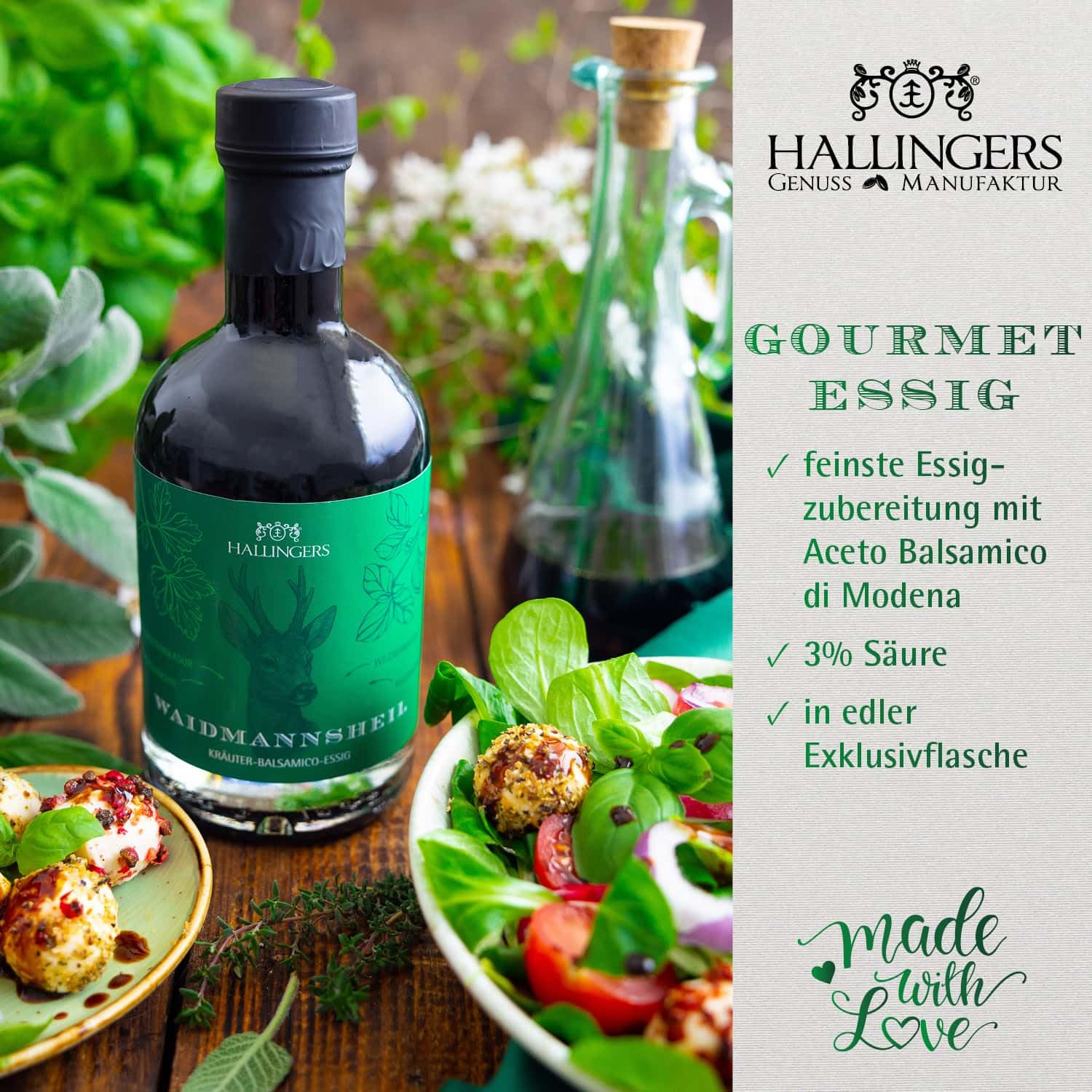 hallingers-kochen-waidmannsheil-gourmet-essig-350ml-kr-uter-balsamico image 2