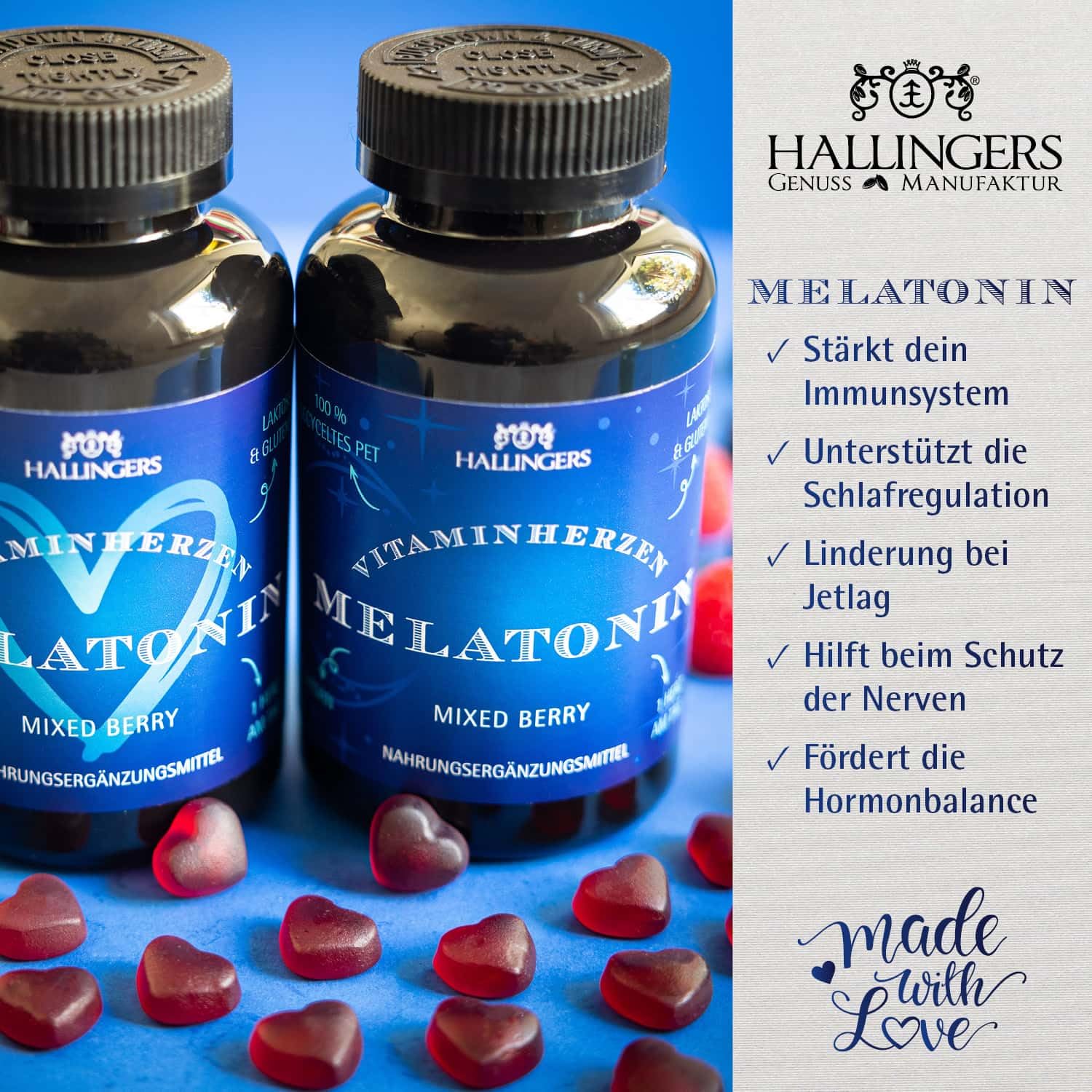 hallingers-wellness-melatonin-herz-gummies-120-mixed-berry-0-5-mg-vegan image 4