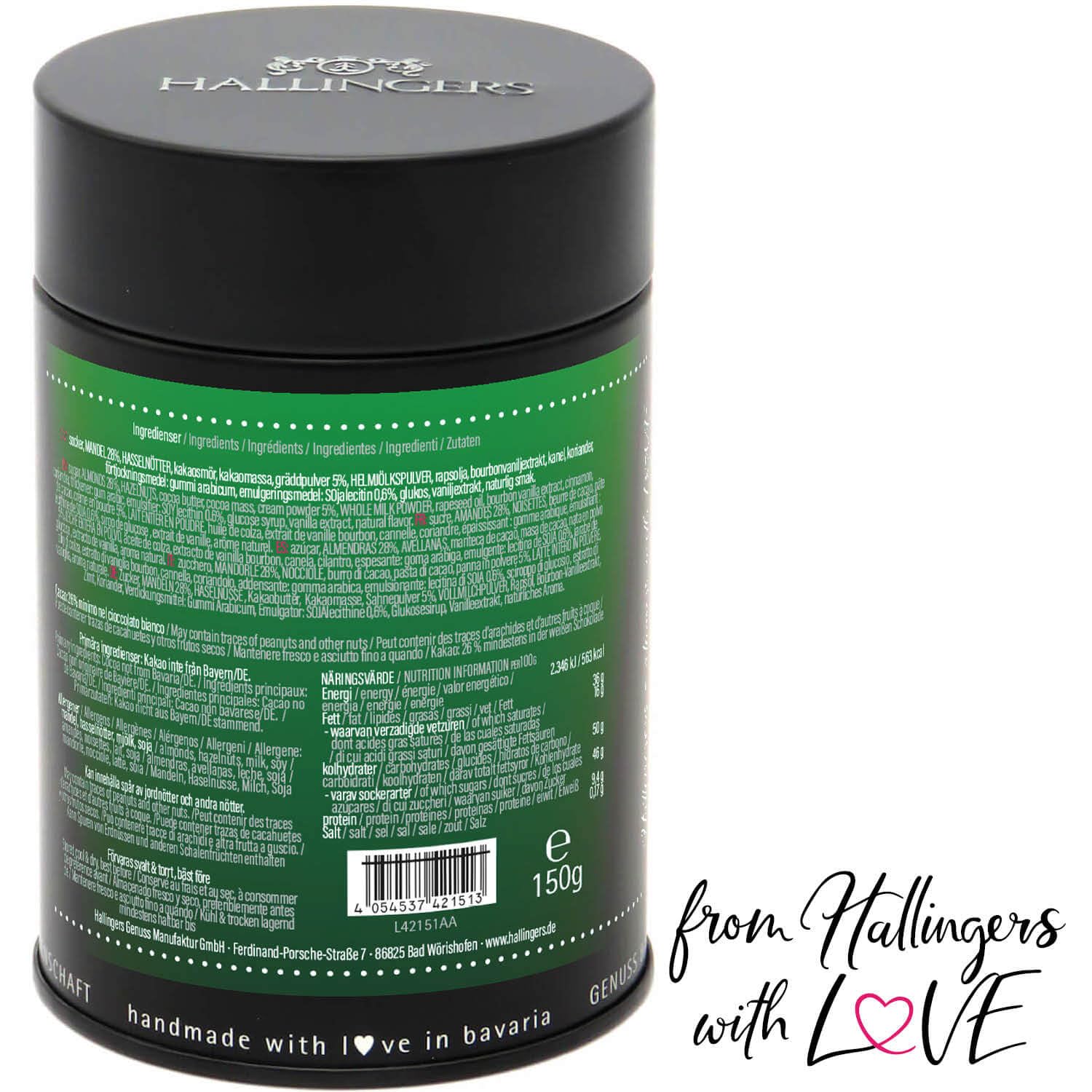 hallingers-schokolade-god-jul-green-nougat-mandeln-150g-dose image 5