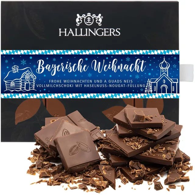 hallingers-schokolade-bayerische-weihnacht-tafel-haselnuss-90g image 1