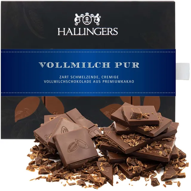 hallingers-schokolade-pur-vollmilchschokolade-90g-tafel image 1