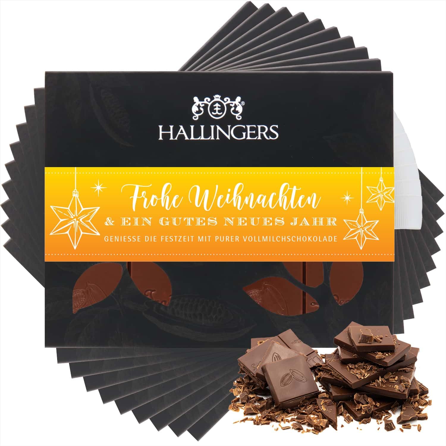 hallingers-frohe-weihnachten-schokolade-pur-10x900g-geschenk image 1