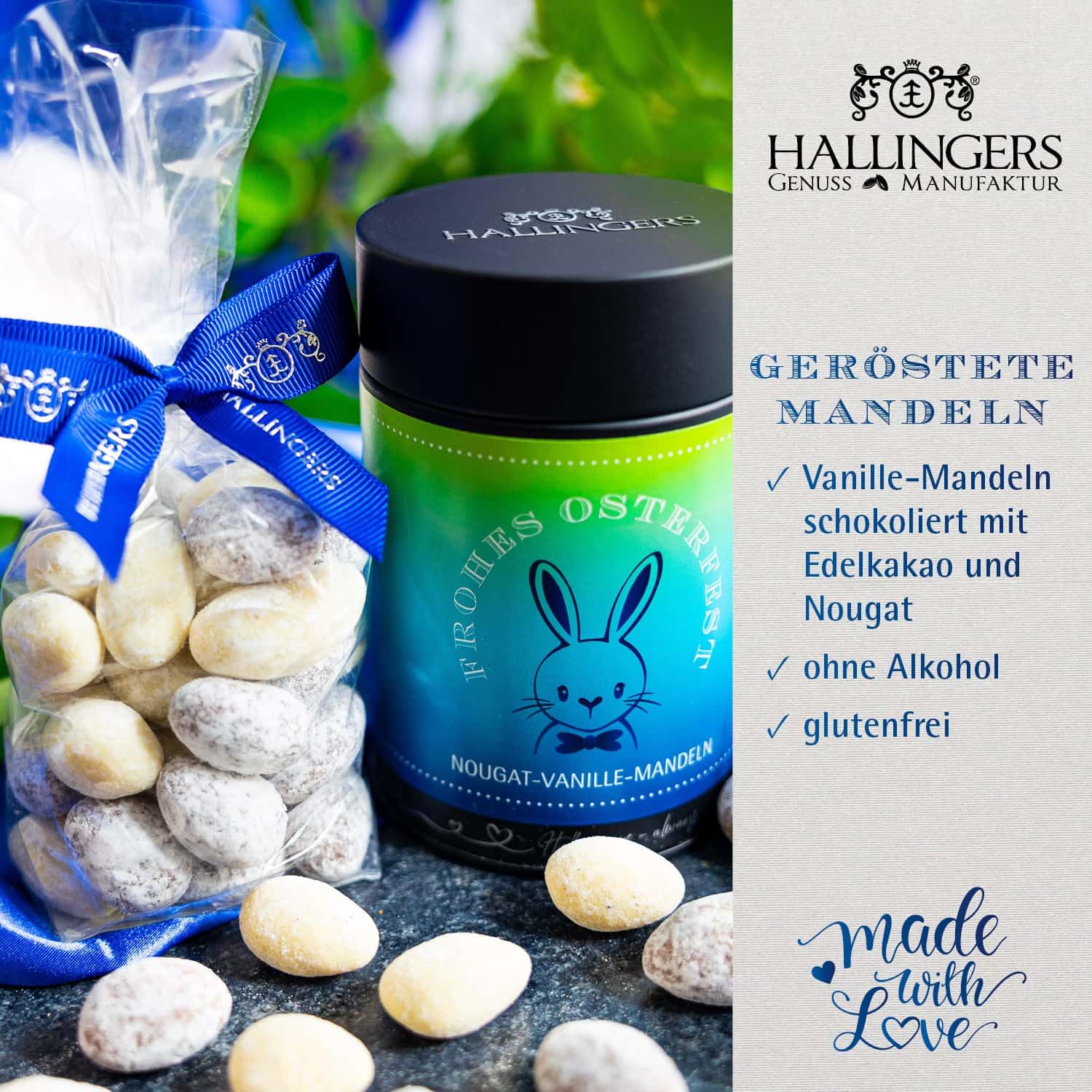 hallingers-nougat-mandeln-frohes-osterfest-150g-dose image 2