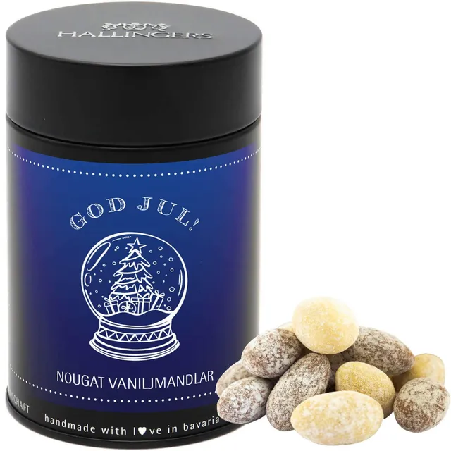 hallingers-schokolade-god-jul-blue-nougat-mandeln-150g-dose image 1