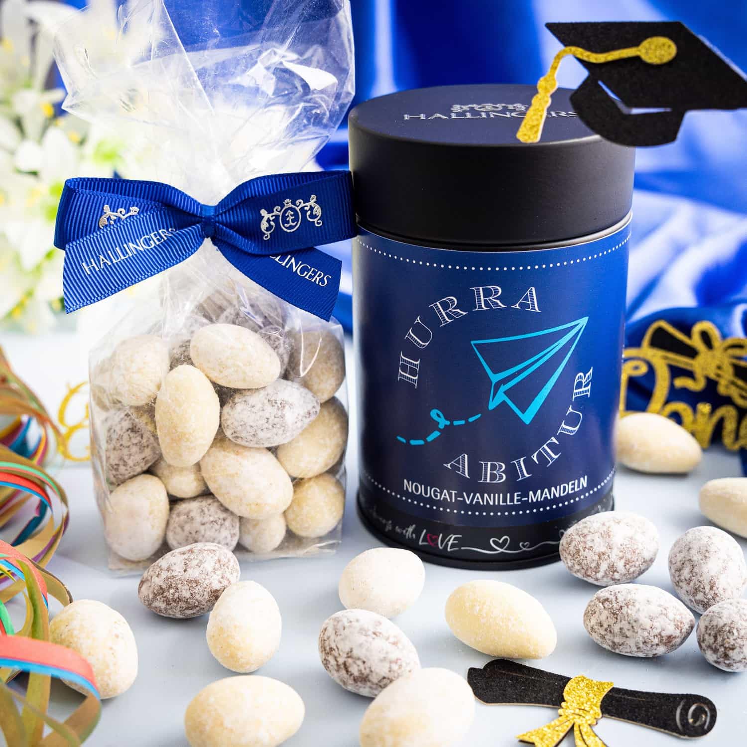 hallingers-schokolade-nougat-mandeln-hurra-abitur-geschenkdose-vanille image 2