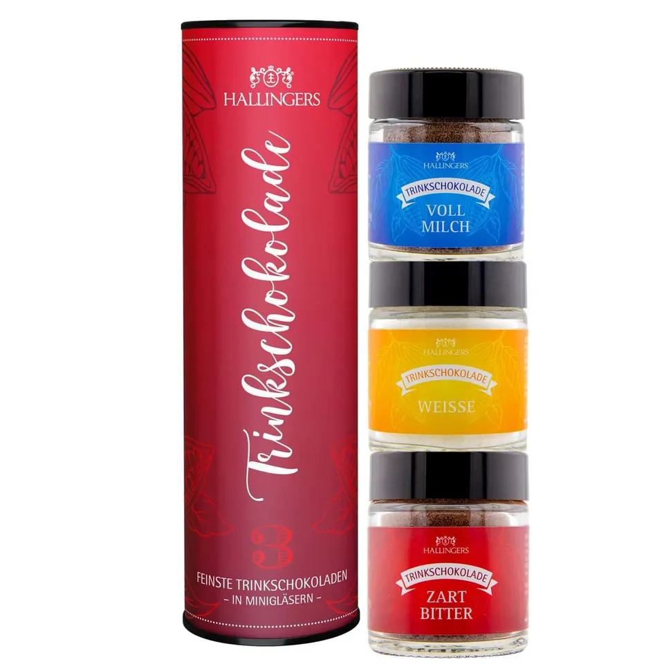 hallingers-geschenkesets-trinkschokolade-geschenkset-3-minigl-ser-57g image 1