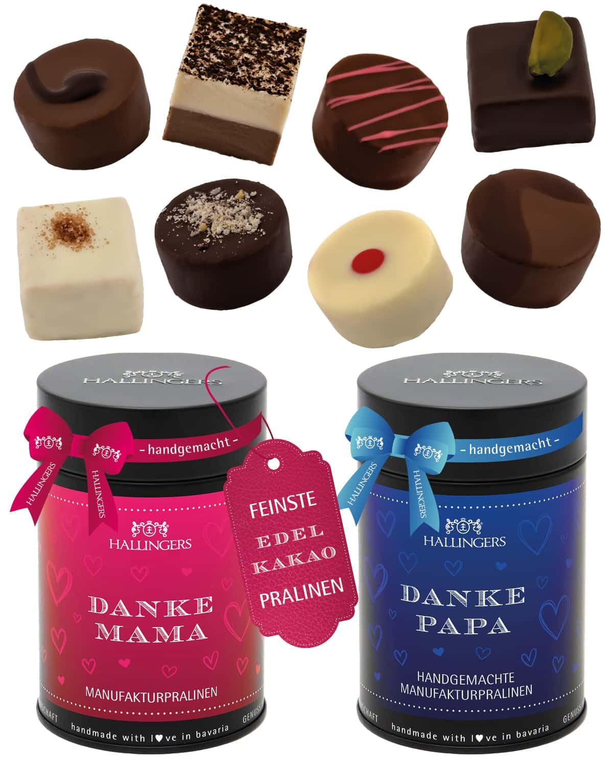 hallingers-pralinen-danke-mama-papa-dose-300g-doppelpack image 1