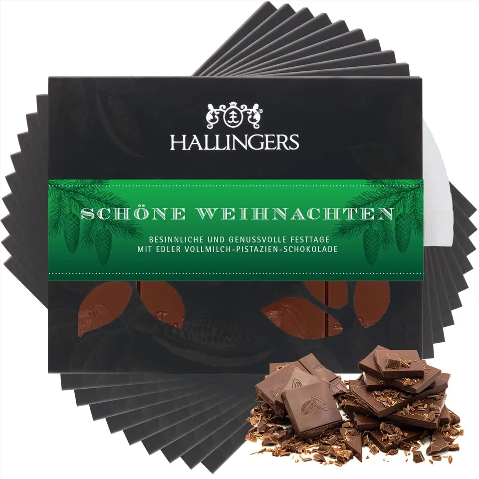 hallingers-sch-ne-weihnachten-schokolade-pistazie-amaretto-10x90g image 1