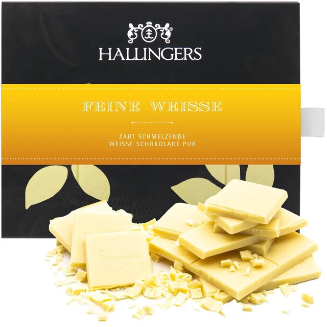 hallinger-wei-pur-wei-e-schokolade-tafel-ohne-alkohol-90g image 1