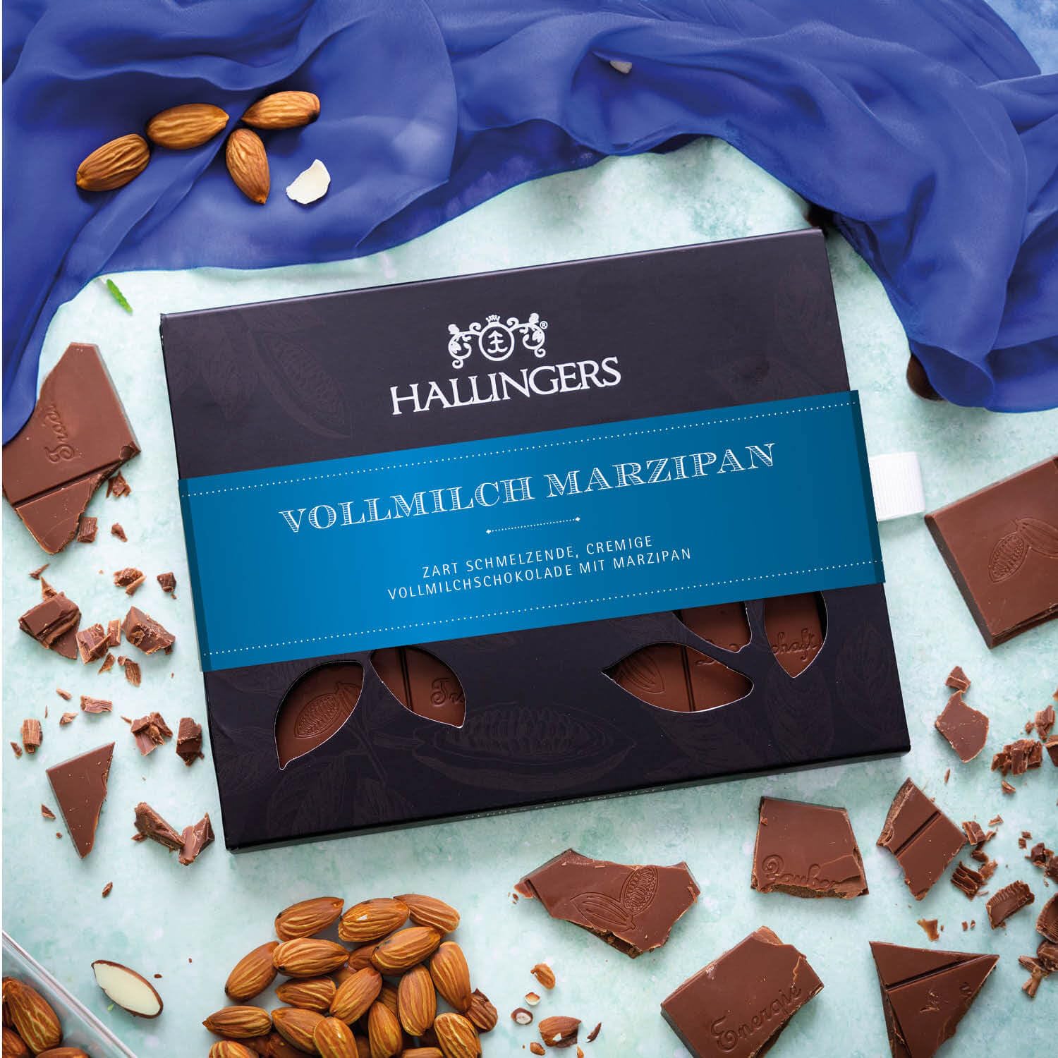 hallingers-schokolade-marzipan-vollmilch-tafel-90-g image 2