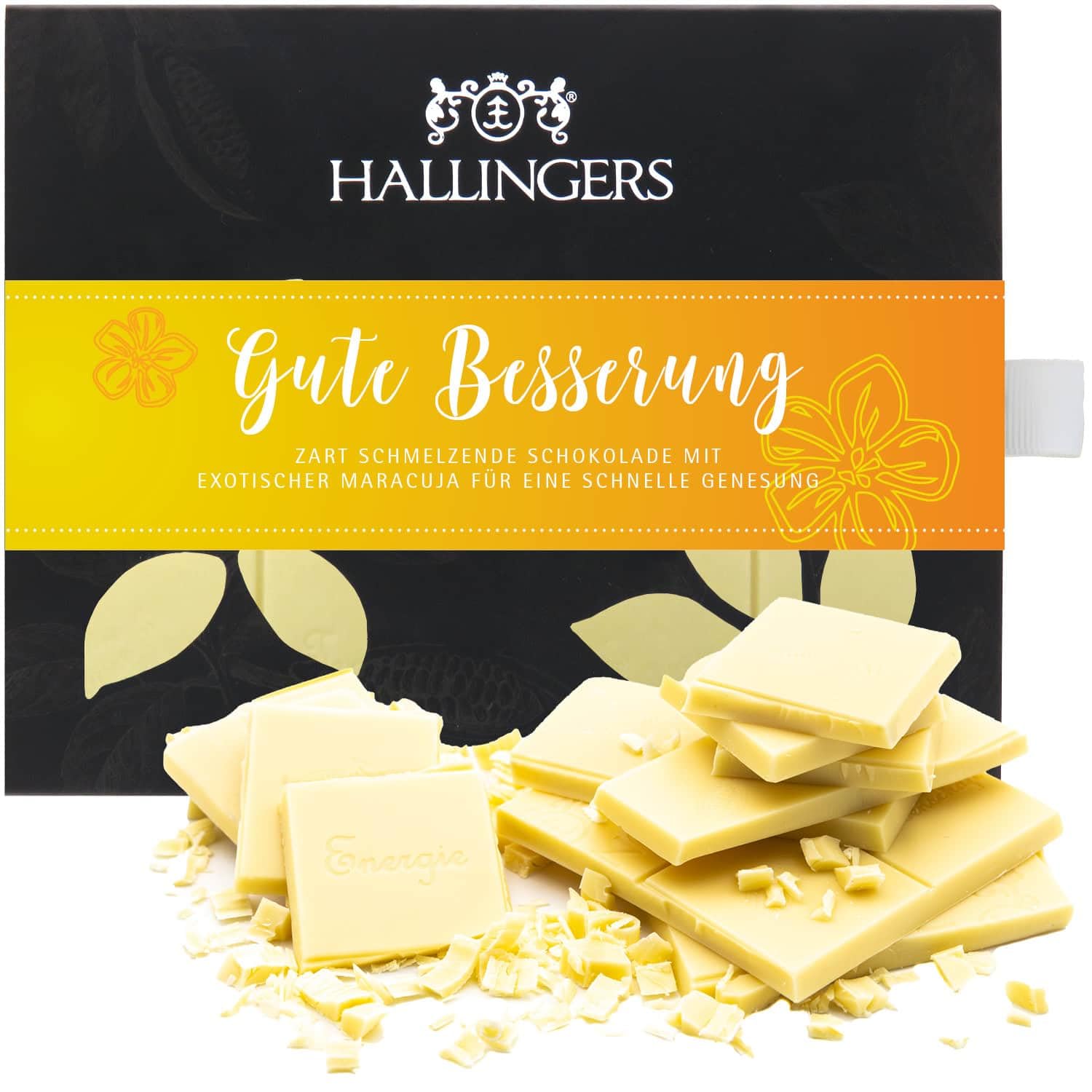 hallingers-schokolade-gute-besserung-wei-e-tafel-maracuja-90g image 1