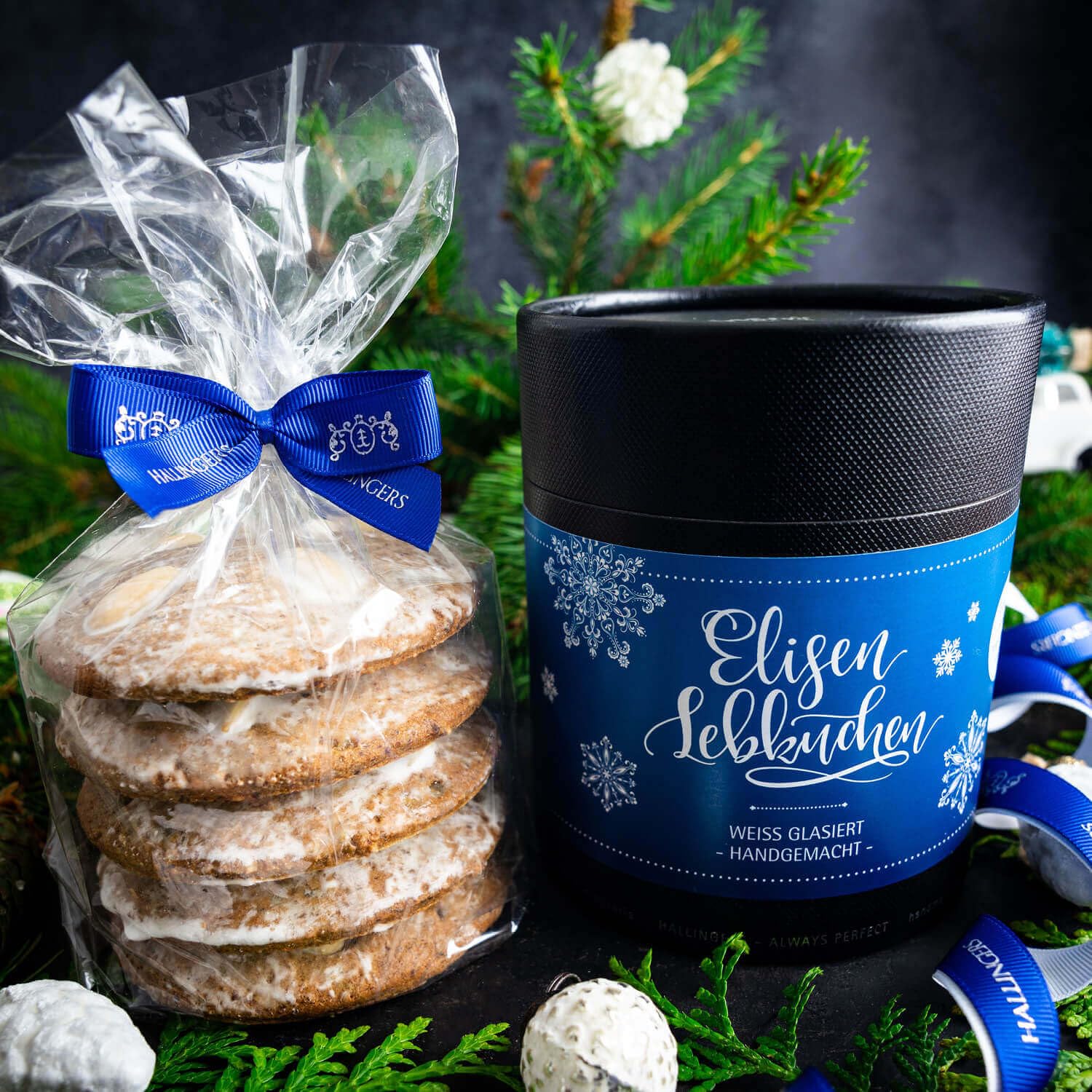hallingers-elisen-lebkuchen-geschenkdose-wei-glasiert-5-st-ck image 2