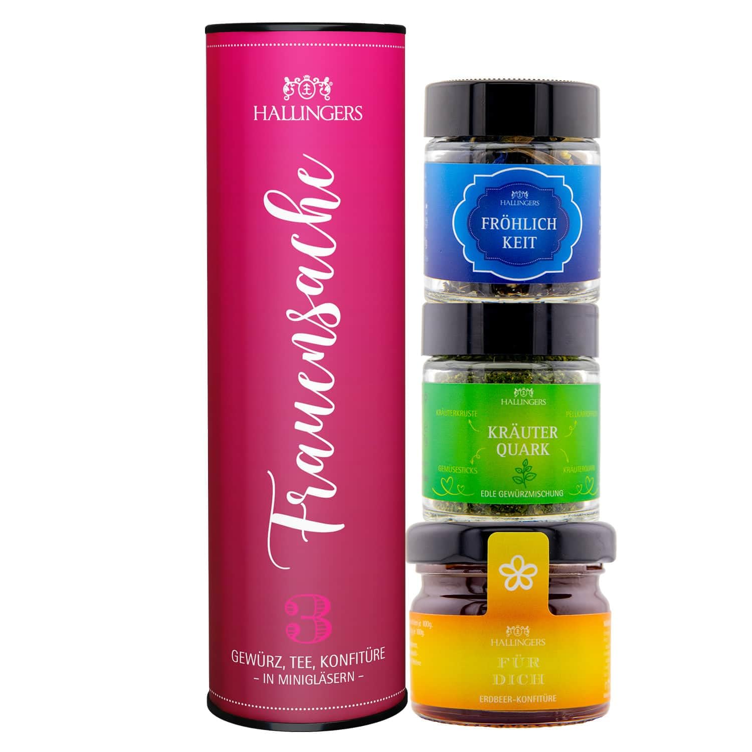 hallingers-geschenkesets-frauensache-feinkostset-3-minigl-ser-vegan-46g image 1