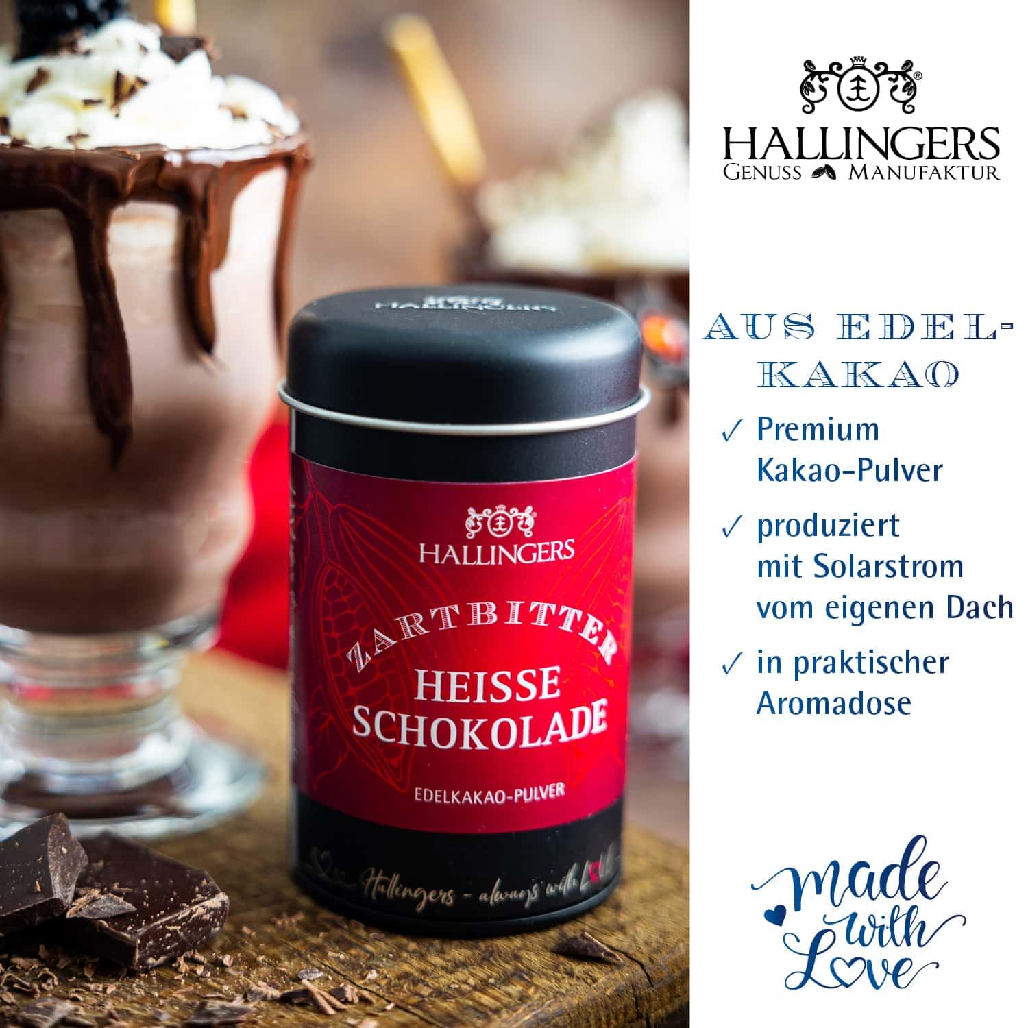 hallingers-zartbitter-trinkschokolade-pulver-130g-geschenkdose-kakao image 2