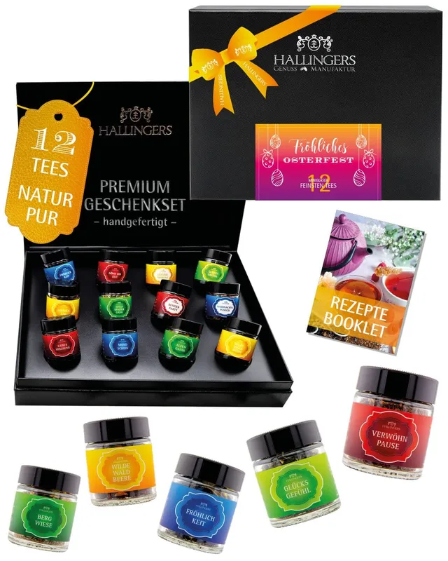 hallingers-fr-hliches-osterfest-tee-geschenkset-12-sorten-115g image 1