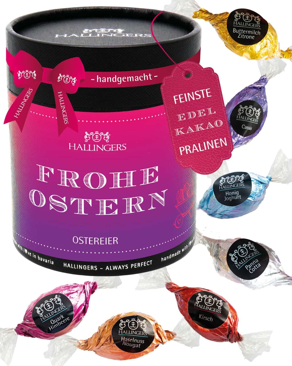 hallingers-pralinen-frohe-ostern-osterei-400g-xxl-geschenkdose image 1