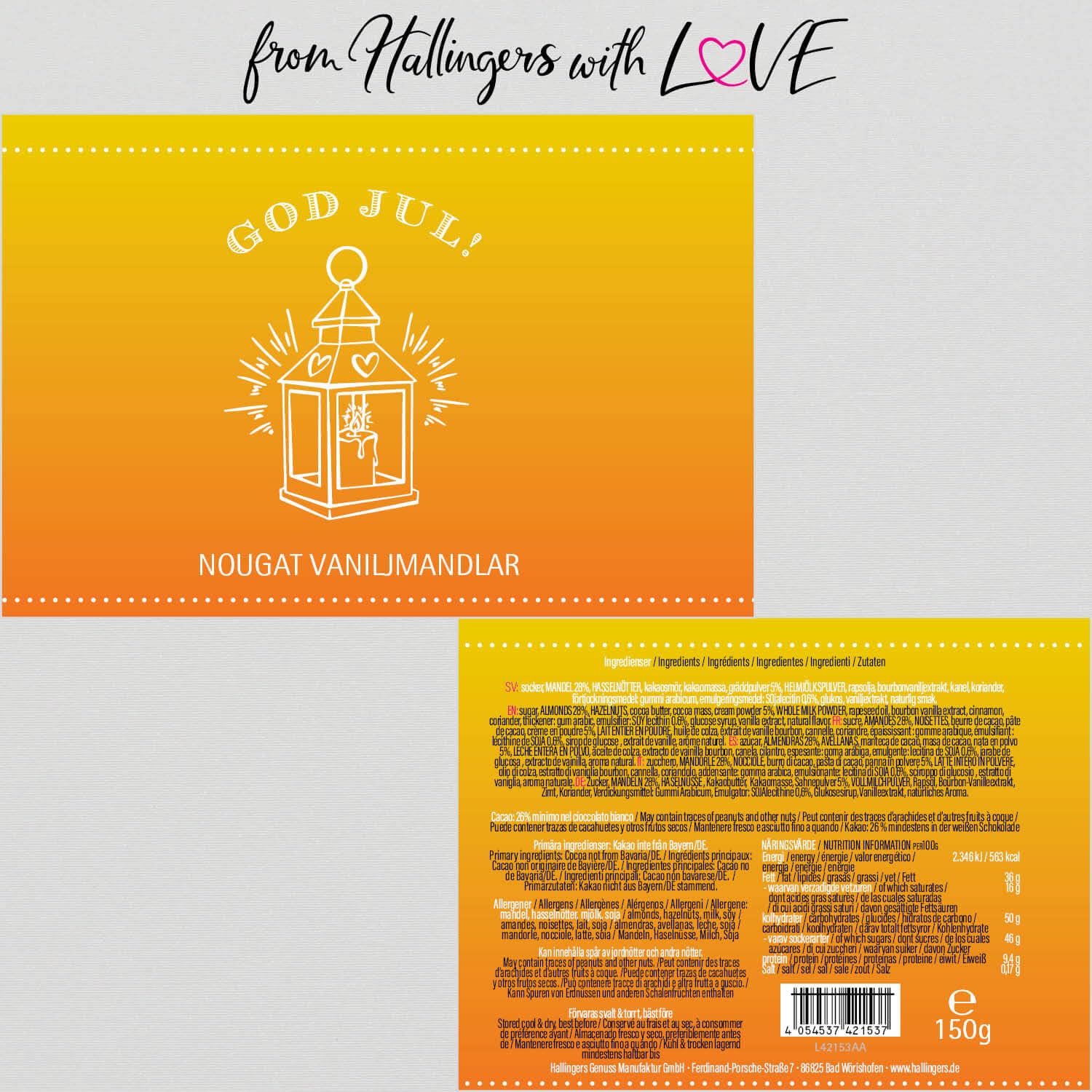 hallingers-god-jul-yellow-nougat-mandeln-schokolade-150g-ohne-alkohol image 6
