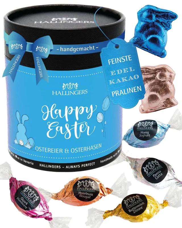 hallingers-happy-easter-pralinen-ostereier-geschenkdose-400g image 1
