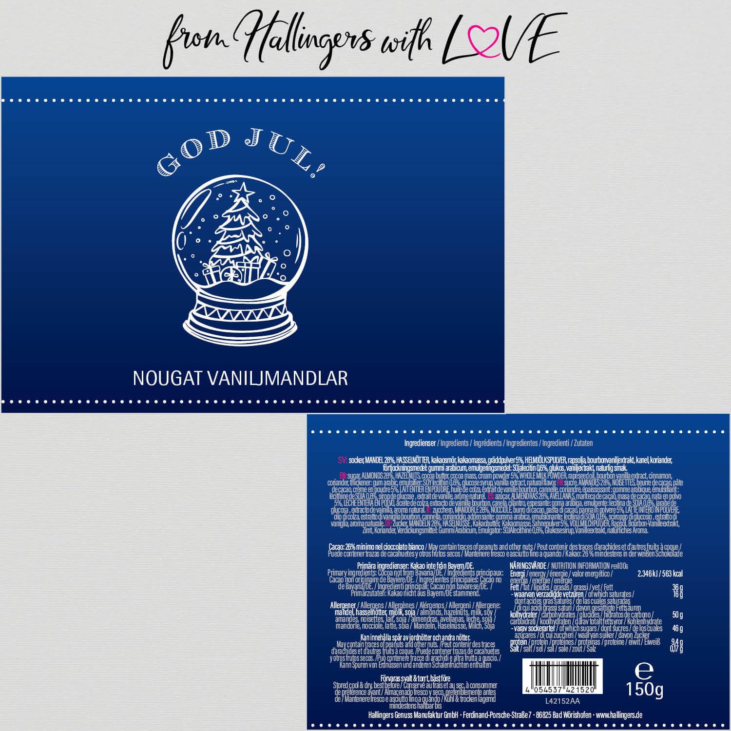 hallingers-schokolade-god-jul-blue-nougat-mandeln-150g-dose image 6