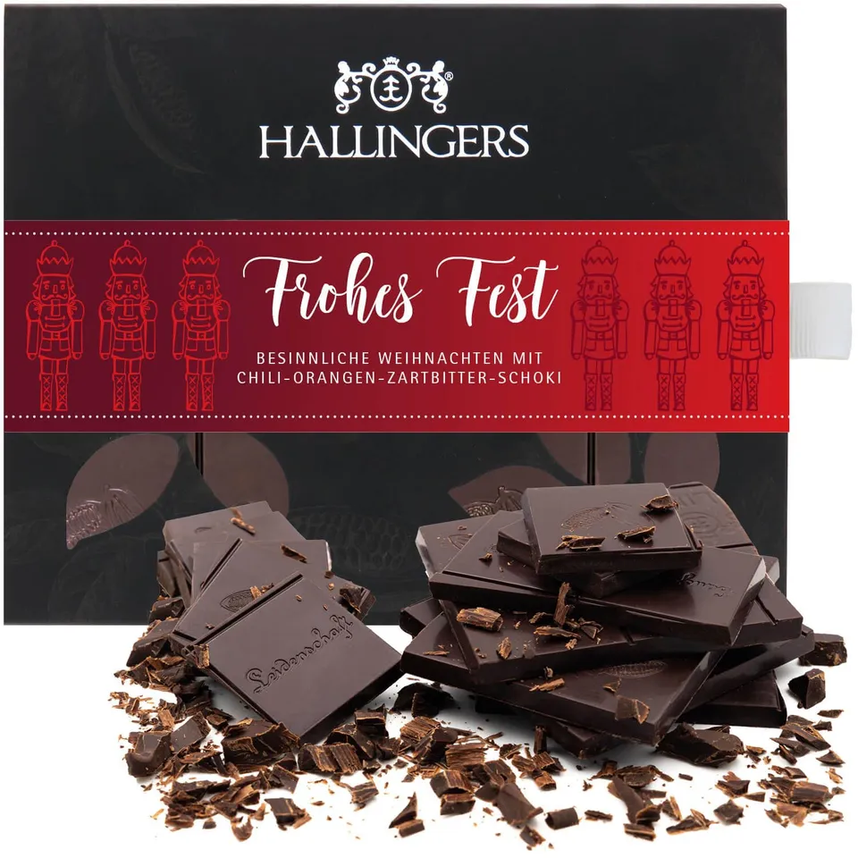 hallingers-vegane-schokolade-frohes-fest-90g-orange-chili image 1